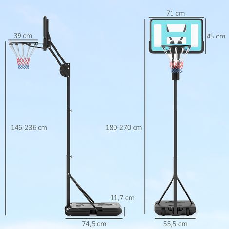 Panier de basket extérieur - SPORTNOW - hauteur réglable 146-236cm - à