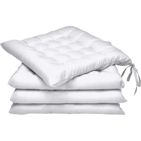 Memkey – Coussin extérieur 40x40 cm épais – Housse 100% polyester – Rembourrage polyamide – Lot de 4 pour chaises de jardin – Lavable à 30°C (1/5)