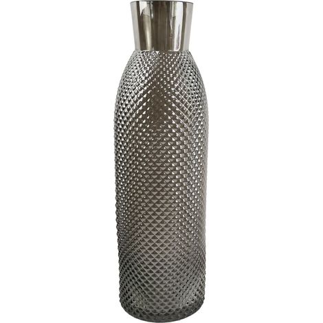 50cm Smoke Grey Diamond Tall Glass Vase (1/5)