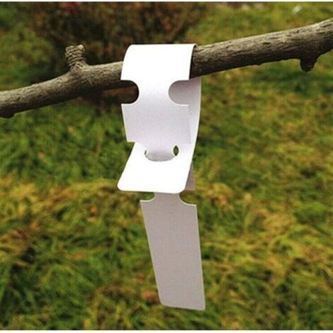 200 white plastic plant and tree labels, 2 x 20 cm, for garden or nursery stakes with a large white writing surface. (1/5)