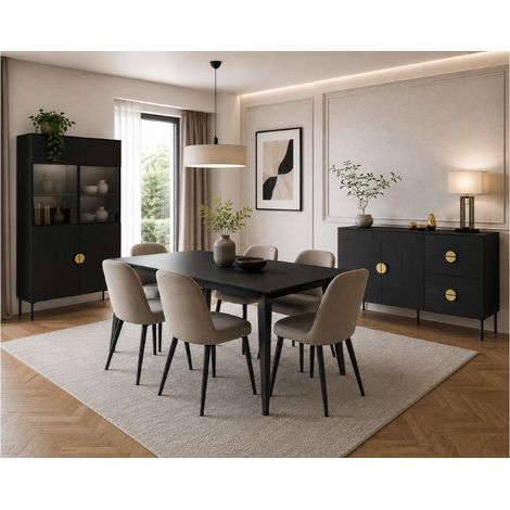 Salle à manger complète moderne noir et or DIMITRI (1/5)