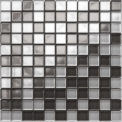 Ilcom mosaico in vetro su rete per bagno e cucina 30cm x 30cm - Grey graphite (1/4)