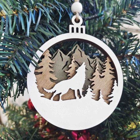 Ornement En Bois - Décoration De Noël Pour Arbre Sapin Mur Porte - Motif Renne Flocon Étoile - Lot De 6 (1/3)