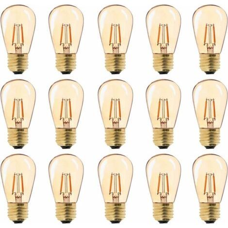 LED E27 Vintage Ampoule, ST45 Faciles à 1W=10W Ampoules à Incandescence, Super Blanc Chaud 2200 K E27 Medium Base Ampoule Lampe de Chevet, Doré en Verre, Non Dimable, Lot de 15 [Classe énergétique G] (1/5)