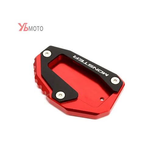 (Rouge) Accessoires moto compatibles avec DUCATI MONSTER 696 795 821 1200 1200S : béquille latérale, extension, plaque de support maxpower (1/4)