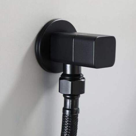 Robinet d'arrêt d'eau pour mitigeur d'angle G1/2, accessoire de salle de bain, toilettes, lavabo, noir, fourniture de salle de bain