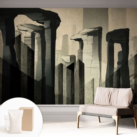 Papier peint intissé mural avec imprimé motifs décoratifs - style contemporain - Colle incluse gratuite Architecture brute 312x219 cm (1/5)