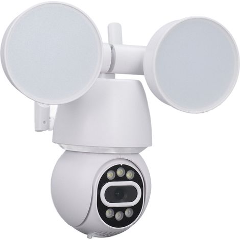 Caméra de sécurité sans fil HD avec vision nocturne, télécommande et éclairage intégré pour une utilisation extérieure (prise UE 110-240 V). (1/5)