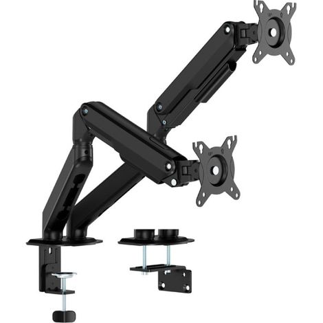 AISENS Soporte de Mesa Eco Contrapeso Giratorio e Inclinable para Monitor/TV 9kg (3 Pivotes, 2 Brazos) de 17-32, Negro