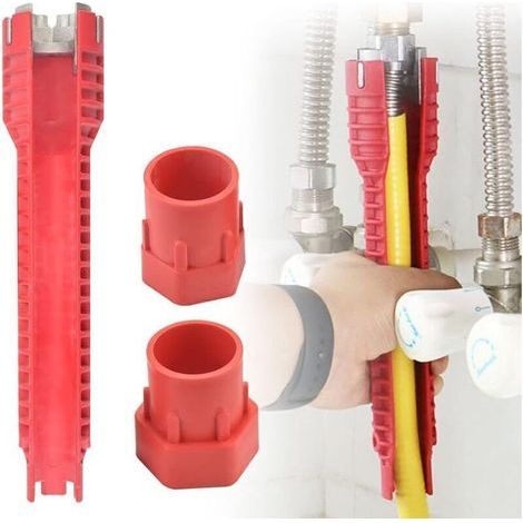Clé Robinet Multifonctionnel Cle a Tube Mitigeur Double Tête avec Douille Cle Demontage Robinet Antidérapant Facile à Utiliser (1/4)