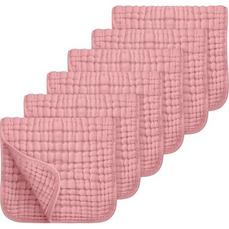 Handtücher – Waschlappen – Babyhandtuch – Lätzchen – Baumwoll-Musselinhandtuch – Baumwolle – Superweich und saugfähig – 24 x 45 cm (rosa) – 6er-Pack (1/5)