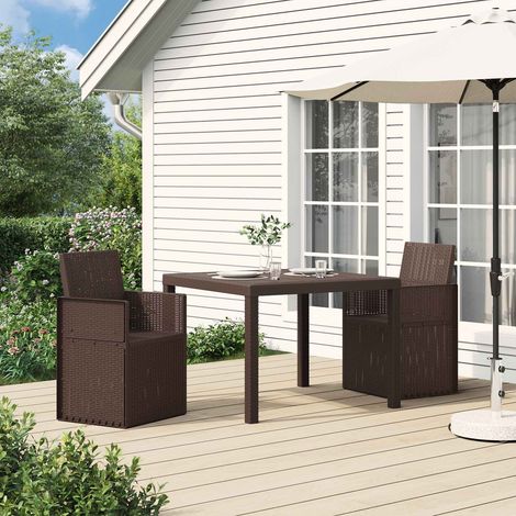 Sillas de comedor de jardín 2 pcs Marrón PP