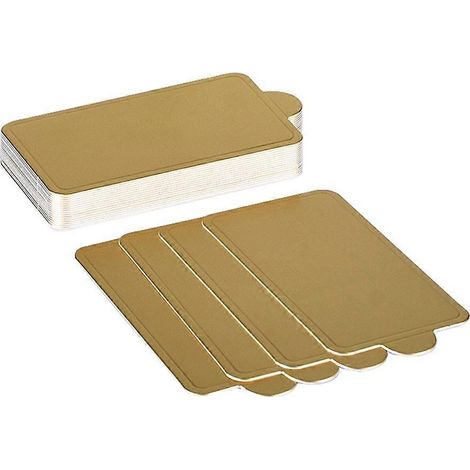 100 tapis de mousse en papier, grand plateau de service à gâteaux, plateau à cupcakes jetable (doré) (1/4)