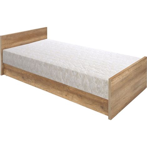 Cadre de lit enfant 1 place 90x200 coloris Chêne/Gris motif écriture - Longueur 205,5 x Largeur 93 x Hauteur 45-65 cm (1/5)