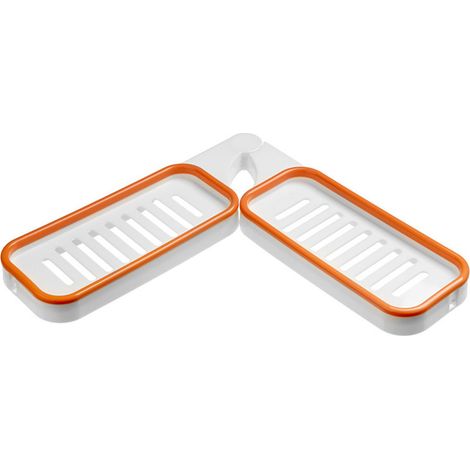 Étagère murale de coin de salle de bain portable pivotante et antidérapante pour rangement optimal sur lavabo - Blanc Orange en plastique (1/5)