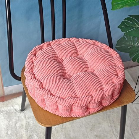 Jacquard Rond Coussins de Jardin, Couleur Unie Coussin Exterieur, Lin Epais Coussin Chaise Galette de Chaise pour Intérieur Patio Coussin Chaise Exterieur (45x45cm,Rose) (1/3)