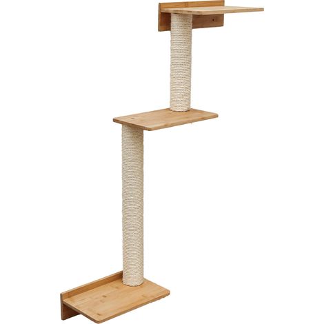 107 cm Rascador de Pared con 3 Plataformas - Árbol para Gatos - Columna de Sisal (1/5)