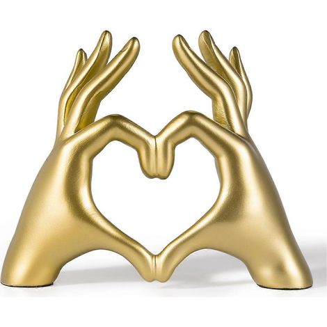 Sculpture de mains en forme de cœur doré, décoration murale dorée pour salon (1/5)