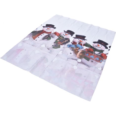 Rideau occultant haute qualité, impression numérique 3D créative, série bonhomme de neige de Noël, 170x200cm, lot de 2 pour décoration festive (1/5)