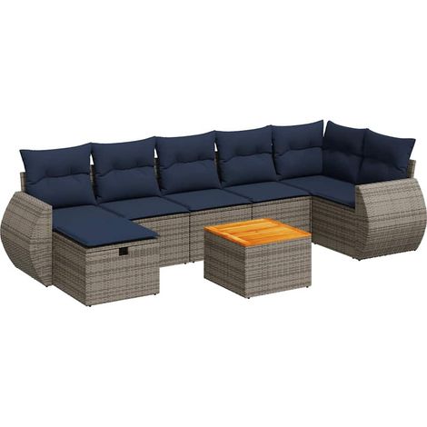 Maison Exclusive - Set Divano da Giardino 8 pz con Cuscini Grigio in Polyrattan (1/5)