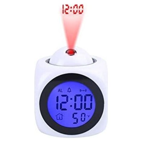 Digitaler Projektionswecker – Digitaler Wecker fürs Schlafzimmer – Digitaler Wecker – Temperaturmessung – 5 Wecktöne – 10-Minuten-Schlummerfunktion – Radiowecker (1/5)