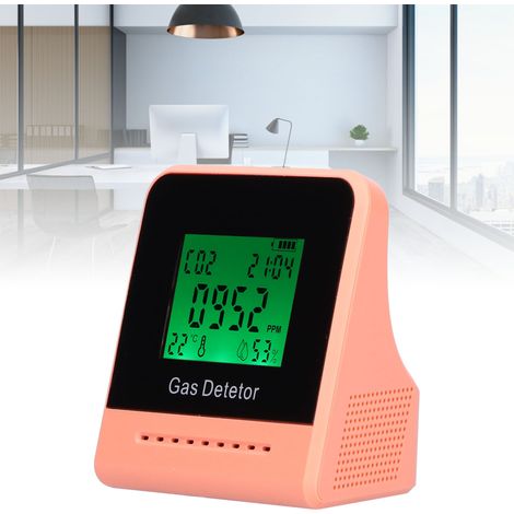 Luftqualitätsdetektor 400-5000 ppm CO, Temperatur- und Feuchtigkeitsmonitor mit Uhr und USB-Ladefunktion (rosa) (1/5)