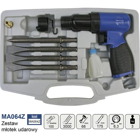 Adler Martillo de impacto 190mm MA064Z, herramienta neumática profesional para ensamblaje y desmontaje, diseño ergonómico, alta resistencia, golpes controlados y eficientes, color metálico