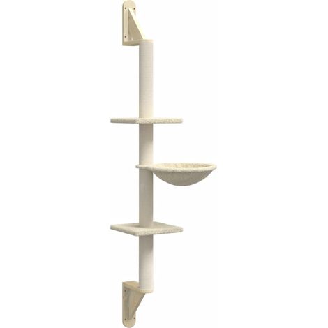 vidaXL Albero per Gatti con Tiragraffi a Parete Crema 142,5 cm (1/5)
