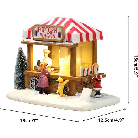 Weihnachtsdorfhäuser mit LED-Beleuchtung, kleines Haus, Speisewagen, leuchtende Landschaft, Schnee, Harzornament, Weihnachtsdekoration, Geschenke (1/3)