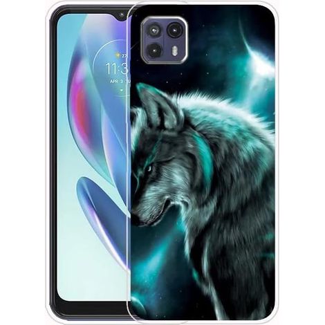 FUNDA PARA MOTOROLA MOTO G50 5G DE SILICONA CON PARTE POSTERIOR SÓLIDA Y ESTAMPADO DE LOBO (1/4)