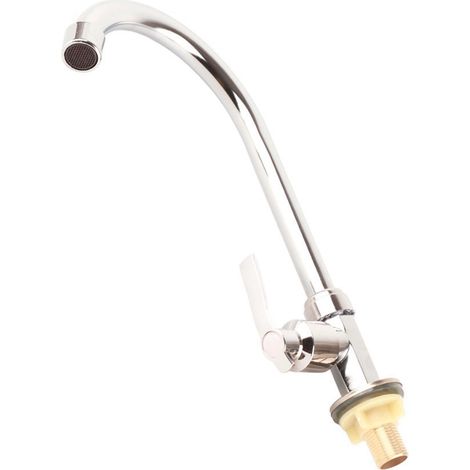Robinet cuisine monotempérature froide vertical chromé zinc 30cm G1/2in évier maison sans tuyau (1/5)