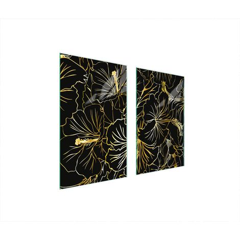 Plaque de protection en verre pour poêle 75x52 fleurs (1/5)