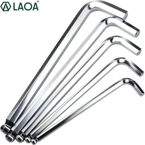 LAOA – Jeu de 5 clés Allen Hexagonales en Cr-V, avec à tête sphérique, Double extrémité 12/14/17/19/22mm (1/5)