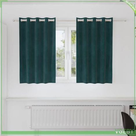 4107208 Rideaux occultants 2 pcs Vert foncé 140 x 140 cm Velours (1/5)