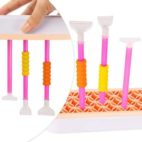 5D Peinture Diamant Accessoire, Ensemble de Porte-Stylo à Pointe avec Rouleau de Peinture Diamond et Pinceau (1/4)