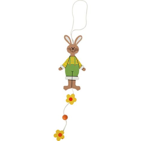 Coniglietto pasquale in legno verde - Ciondolo decorativo 20 cm