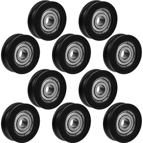 Pack de 10 roulettes en nylon enduit en plastique 6 x 27 x 8 mm pour poulies coulissantes de porte Poulies U-Groove solides pour armoires de fenêtres et matériel de porte de grange (1/5)