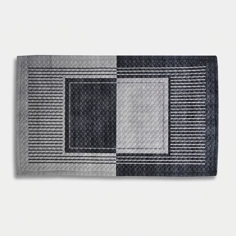 Tappeto bagno in velluto trapuntato antiscivolo 60 x 110 Lario - Grigio (1/2)