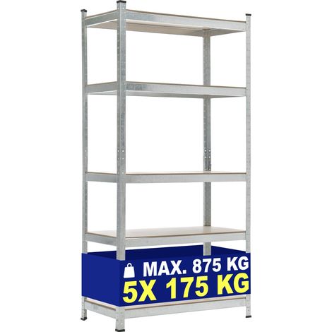 Scaffalatura modulare in metallo a 5 ripiani ideale per garage officina o cantina 90x40x180 cm metallo argento 100009027