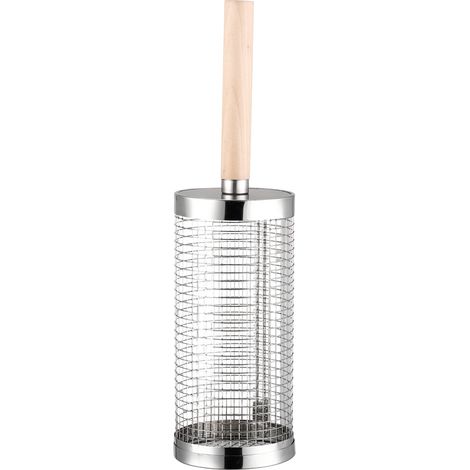Panier à griller à roulettes en acier inoxydable 304 (1 pièce) - Avec poignée en bois amovible, idéal pour les légumes, les crevettes et le barbecue (1/3)