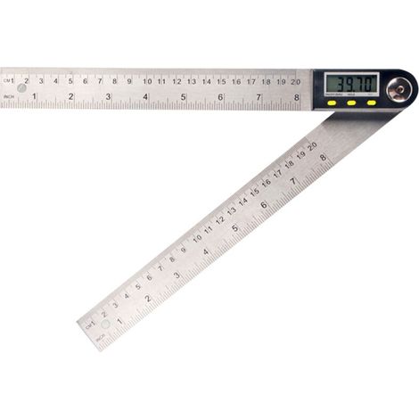 Digital angle ruler in stainless steel with battery, Style I, 0-200mm (1/5)