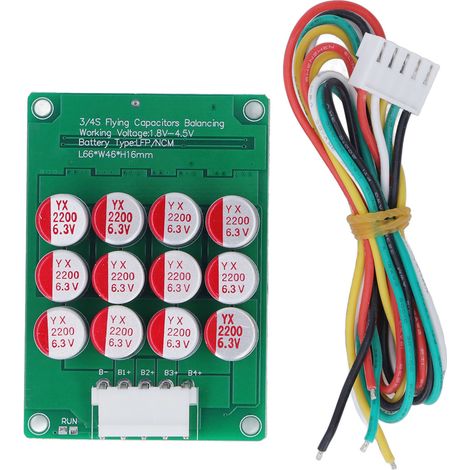 4S Aktiv-Equalizer für Li-Ionen-Akkus mit Kabel, Balancerplatine für LFP- und ternäre Lithiumzellen 1,8 V–4,5 V (gehäusefrei)