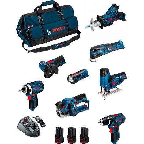 BOSCH Kit BMKB8-28DD3 (GSR12V-15+GDR12V-105+GWS12V-76+GST12V-70+GOP12V-28+GSA12V-14+GLI12V-80+GHO12V-20+3x2,0Ah+GAL1230CV+HDBAG)