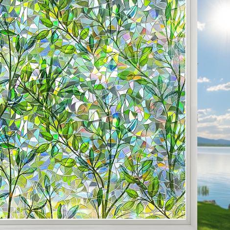 Lámina antirreflectante para ventanas, lámina de adsorción electrostática antiadherente, apta para oficinas y dormitorios, 90 x 300 cm. (Verde) (1/5)