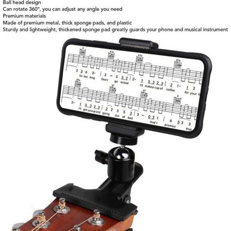 support de pince de téléphone de guitare Support de téléphone de tête de guitare Support de musique siege (1/4)