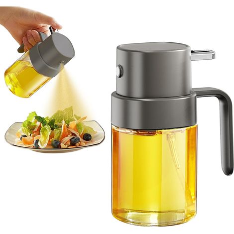 Flacon pulvérisateur rechargeable pour huile et huile d'olive, 200 ml, gris, pour une application contrôlée des assaisonnements en cuisine.-AquaForge (1/5)