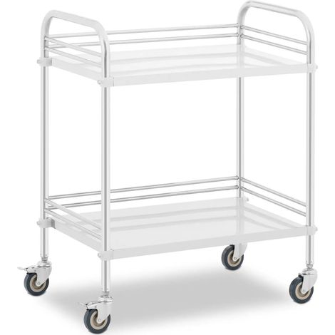 Carrito de cocina de acero inoxidable con 2 estantes 63 x 40 x 125 cm 20 kg acero inoxidable plateado 140008630 (1/5)