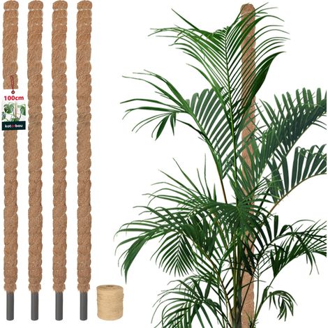 KOTARBAU® 4 pcs Tuteur Plante - Tuteur Coco - ⌀ 2.5 x 100 cm - Fibre de Coco - Tuteurs pour Monstera - Marron - pour Plantes Grimpantes (1/5)