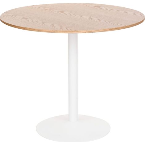 Tavolo da pranzo e da cucina rotondo con piano in MDF ø 90 cm base in ferro verniciata a polvere e impiallacciatura in rovere chiaro Tino (1/5)
