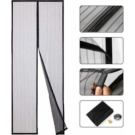 Puerta mosquitera magnética a medida, 100 x 210 cm (39 x 83 pulgadas), cierre automático, apta para mascotas, para puertas de pasillo, color negro. (1/4)
